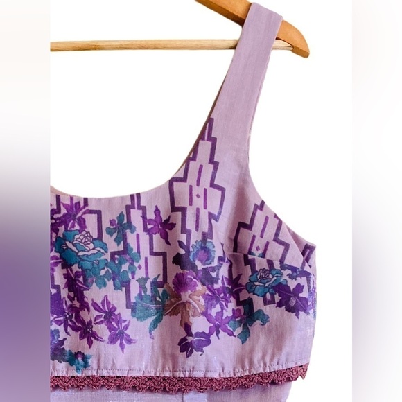 Free People Floral Preppy Scoop Neck Mini Dress Size 10 Cocktail Vacation - Picture 3 of 8